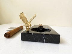 Siyah Mermer Puro Küllüğü Pirinç Karta  Objeli