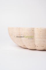 Traverten Kenar Kıvrımlı Dekoratif Kase