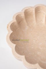 Traverten Kenar Kıvrımlı Dekoratif Kase