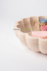 Traverten Kenar Kıvrımlı Dekoratif Kase