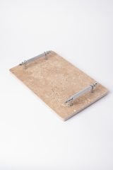 Traverten Sunum, Nişan Tepsisi 20x30 Gümüş Kumru