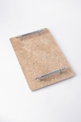 Traverten Sunum, Nişan Tepsisi 20x30 Gümüş Kumru