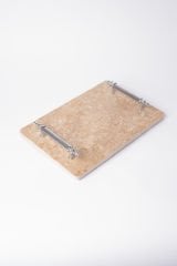 Traverten Sunum, Nişan Tepsisi 20x30 Gümüş Kumru