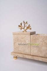 Traverten 3lü Banyo Seti Gold Mercan