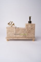 Traverten 3lü Banyo Seti Gold Mercan