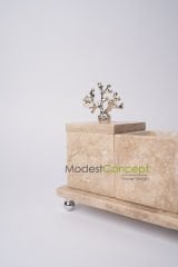 Traverten 3lü Banyo Seti Gümüş Mercan