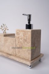 Traverten 3lü Banyo Seti Gümüş Mercan