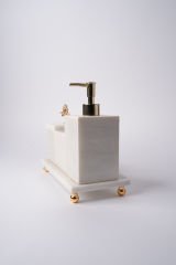 Beyaz Mermer 3lü Banyo Seti Gold Mercan