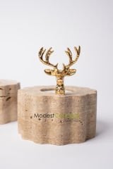 Traverten Mumluk Kenar Detaylı Gold Geyik