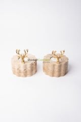 Traverten Mumluk Kenar Detaylı Gold Geyik