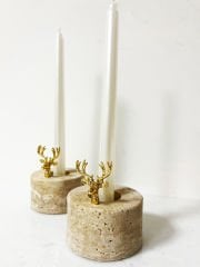 Traverten Mumluk Yuvarlak Gold Geyik