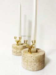 Traverten Mumluk Yuvarlak Gold Geyik