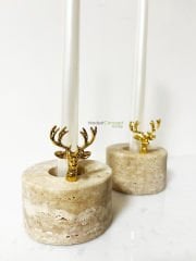 Traverten Mumluk Yuvarlak Gold Geyik