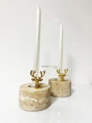 Traverten Mumluk Yuvarlak Gold Geyik