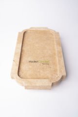 Traverten Kenarlı Sunum Tabağı Gold Top Ayak