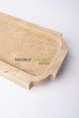 Traverten Kenarlı Sunum Tabağı Gold Top Ayak