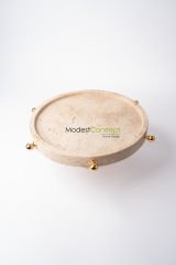 Traverten  Pasta & Sunum Standı Gold Detaylı