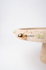 Traverten  Pasta & Sunum Standı Gold Detaylı