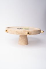 Traverten  Pasta & Sunum Standı Gold Detaylı