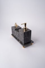 Siyah Mermer 3lü Banyo Seti Gold Mercan