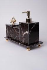 Vişne Mermer 3lü Banyo Seti Gold Mercan