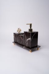 Vişne Mermer 3lü Banyo Seti Gold Mercan