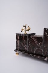 Vişne Mermer 3lü Banyo Seti Gold Mercan