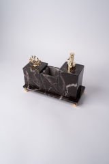 Vişne Mermer 3lü Banyo Seti Gold Mercan