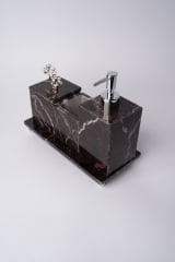 Vişne Mermer 3lü Banyo Seti Gümüş Mercan