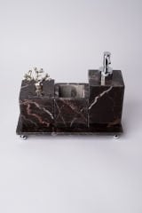 Vişne Mermer 3lü Banyo Seti Gümüş Mercan