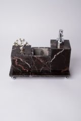 Vişne Mermer 3lü Banyo Seti Gümüş Mercan