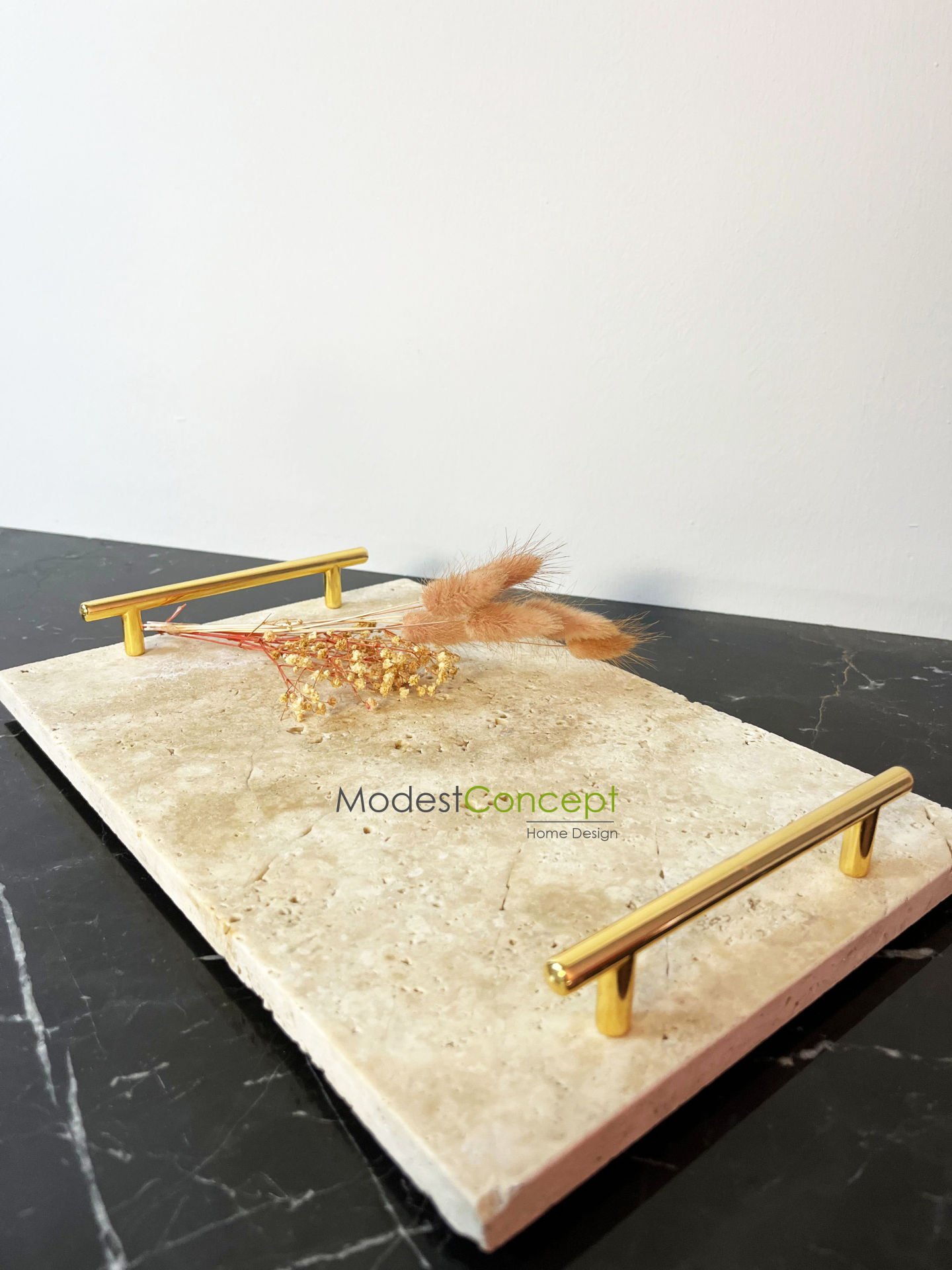 Traverten Sunum, Nişan Tepsisi 20x30 Gold Slim