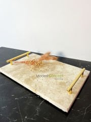 Traverten Sunum, Nişan Tepsisi 20x30 Gold Slim