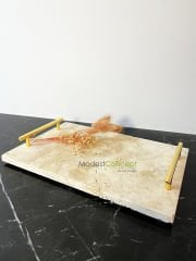 Traverten Sunum, Nişan Tepsisi 20x30 Gold Slim