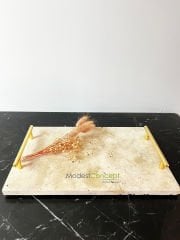 Traverten Sunum, Nişan Tepsisi 20x30 Gold Slim