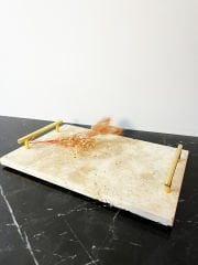 Traverten Sunum, Nişan Tepsisi 20x30 Gold Slim