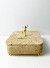 Travertek Kare Kase Gold Detaylı 20cm