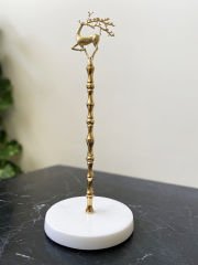 Beyaz Mermer Çubuklu Havluluk Gold Uçan Geyik