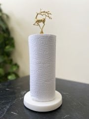 Beyaz Mermer Çubuklu Havluluk Gold Uçan Geyik