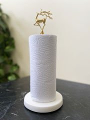 Beyaz Mermer Çubuklu Havluluk Gold Uçan Geyik