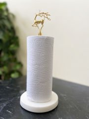 Beyaz Mermer Çubuklu Havluluk Gold Uçan Geyik
