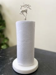 Beyaz Mermer Çubuklu Havluluk Gümüş Uçan Geyik