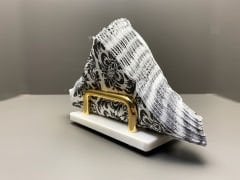 Beyaz Mermer Peçetelik Gold U Kulp