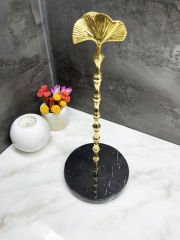 Siyah Mermer Çubuklu Havluluk Gold Gingko