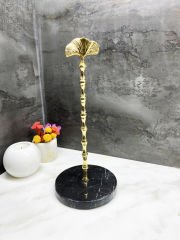 Siyah Mermer Çubuklu Havluluk Gold Gingko