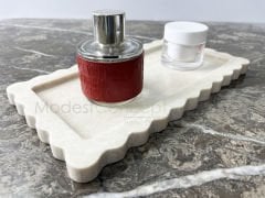 Bej Mermer Kenar Detaylı Tabak Tepsi 15x30cm