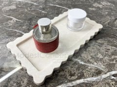 Bej Mermer Kenar Detaylı Tabak Tepsi 15x30cm