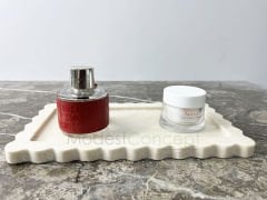 Bej Mermer Kenar Detaylı Tabak Tepsi 15x30cm