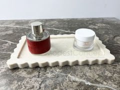 Bej Mermer Kenar Detaylı Tabak Tepsi 15x30cm