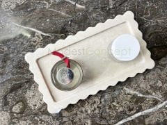 Bej Mermer Kenar Detaylı Tabak Tepsi 15x30cm